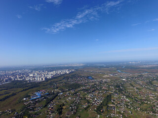 Aerial view of the saburb landscape (drone image). Near Kiev