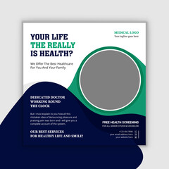 Medical health care social media post banner template, healthcare social media web banner template