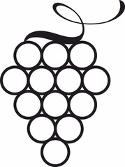 grape branch icon and logo, black graphic silhouette
