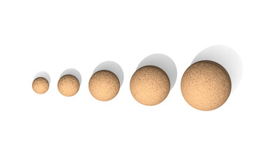 3D rendering. 3D image. balls of different sizes on a white background. growth in something. gradation. exclusivity.