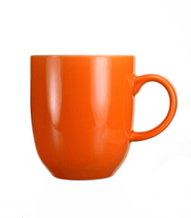 Orange Empty coffee cup or coffee mug isolated on white background