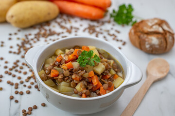 A bowl of lentil soup a delicious and common dish