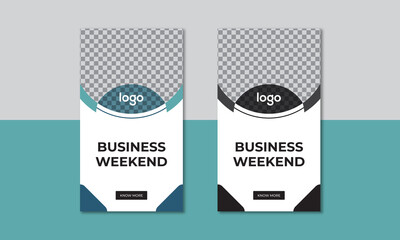 Obraz premium Editable Social Media Story Template Design, Social Media Banner Design Black and Blue, Social Media Template