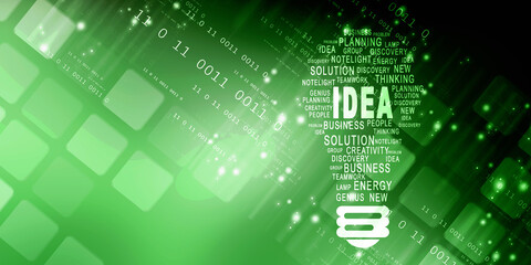 Fototapeta premium 2d illustration bulb future technology, innovation background, creative idea concept 