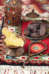 Ramadan concept with dates and lantern