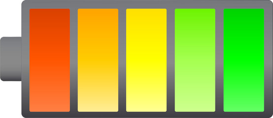 Battery with colored status bars