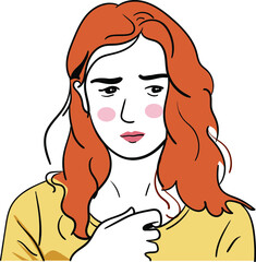 A terrified cute girl, blonde, hand, long hair, scared 