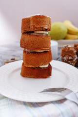 Brownie stack, closeup chocolate