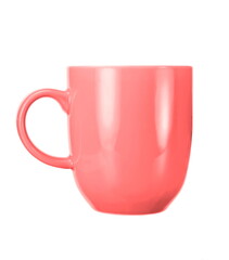 Pink Empty coffee cup or coffee mug isolated on white background