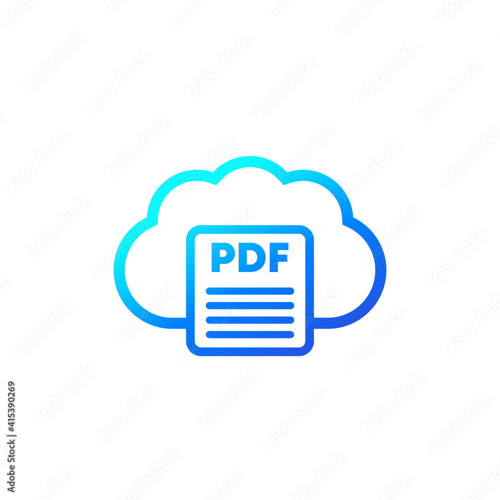 Poster pdf document in cloud, icon for web