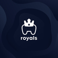 games logo design with gamepad and crown