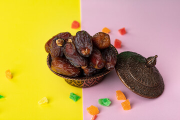 Fototapeta na wymiar Ramadan concept with dried dates