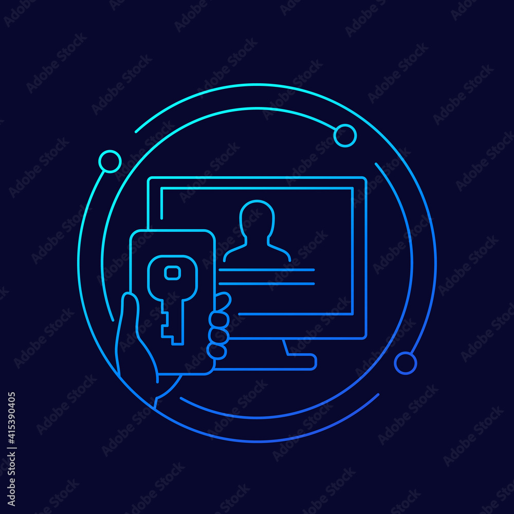 Poster two factor authentication line vector art