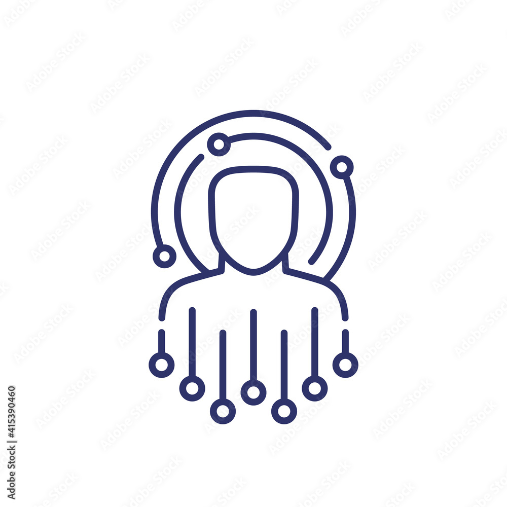 Poster artificial intelligence, machine learning and ai line icon
