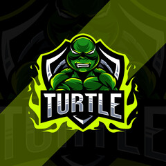 Turtle mascot logo esport design