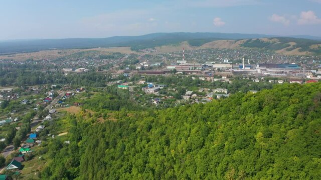 City of metallurgists Asha. General plan from above. Aerovideo