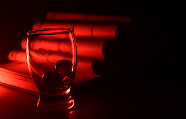Fototapeta na wymiar marbles in a wine glass
