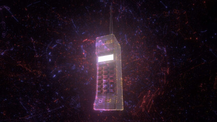 3d Rendered Illustration of Old Abstract Retro Phone With particles v2. High quality photo