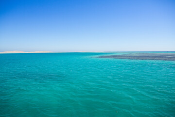 Fototapeta premium View of the Clean and Clear Red Sea in Egypt. Background of blue water.