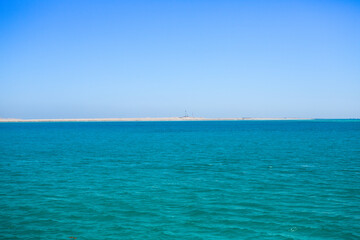 View of the Clean and Clear Red Sea in Egypt. Background of blue water.