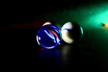 blue and white marble balls