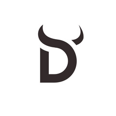 initial D bull logo design vector
