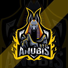 Scared anubis mascot logo esport design template © Immidesign