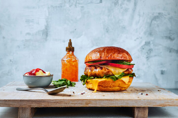 Grilled chicken sriracha mayo burger