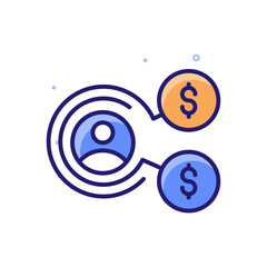 Employee Salary vector outline icon style illustration. EPS 10 file