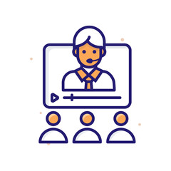 Video Conference vector outline icon style illustration. EPS 10 file