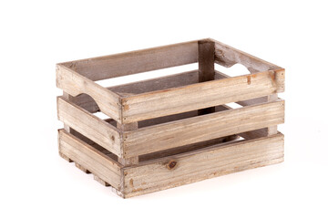 Empty wooden crate isolated on white