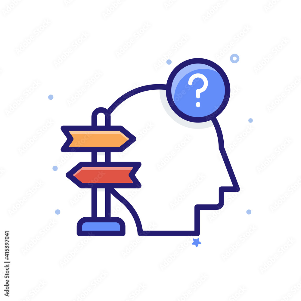 Poster decision making vector outline icon style illustration. eps 10 file