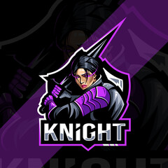 Fototapeta na wymiar Lady knight mascot logo esport template design