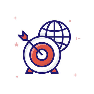 recommend clip art: World Target vector outline icon style illustration. EPS 10 file