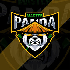 Head master panda mascot logo esports design template