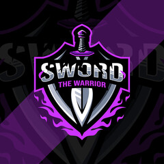 The warrior sword mascot logo esports design template