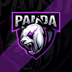 Angry panda mascot logo esports design template © Immidesign