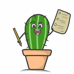 cute cactus character design vector template illustration
