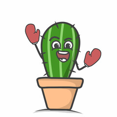 cute cactus character design vector template illustration
