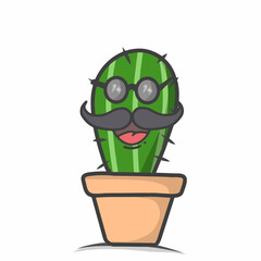 cute cactus character design vector template illustration