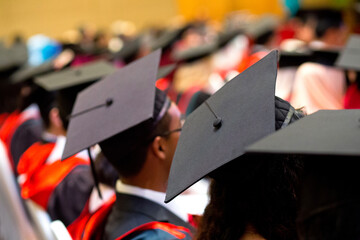 View of graduates at the graduation ceremony.