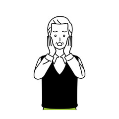Illustration of a shocked senior, upper body.