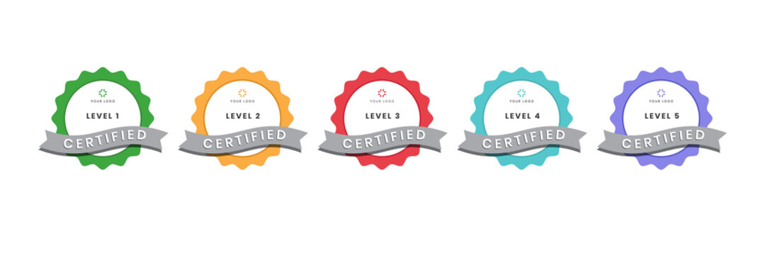 digital certification logo for training, competition, rewards, standards, and criteria etc. Certified badge icon with ribbon vector illustration.