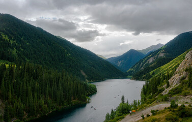 Fototapeta na wymiar Kolsai Mountain Lake