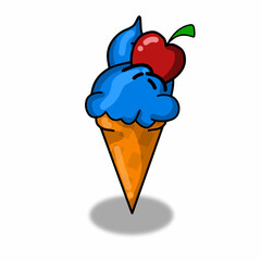 Cute Ice cream fruit topping character vector template design illustration