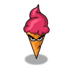 Happy ice cream character vector template design illustration