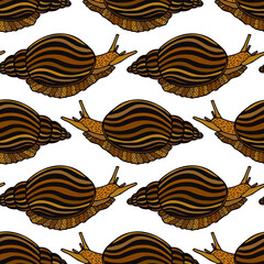 Seamless pattern of Snail. Vector stock illustration eps10. Isolate on white background