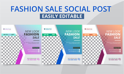 Elegant fashion sale social media post for the dress, clothes & product promo vector. Modern digital marketing big & super sale square Instagram Facebook social layouts web banner templates design.