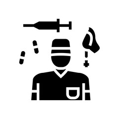 anesthesiologist anesthesia tool and drug glyph icon vector. anesthesiologist anesthesia tool and drug sign. isolated contour symbol black illustration