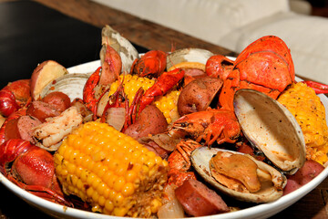 Cajun style seafood platter.